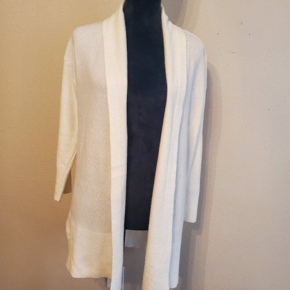 TAHARI Women's Ultra Lite Open Front Long Cardigan in Pearl Size XS/4. - Picture 10 of 14